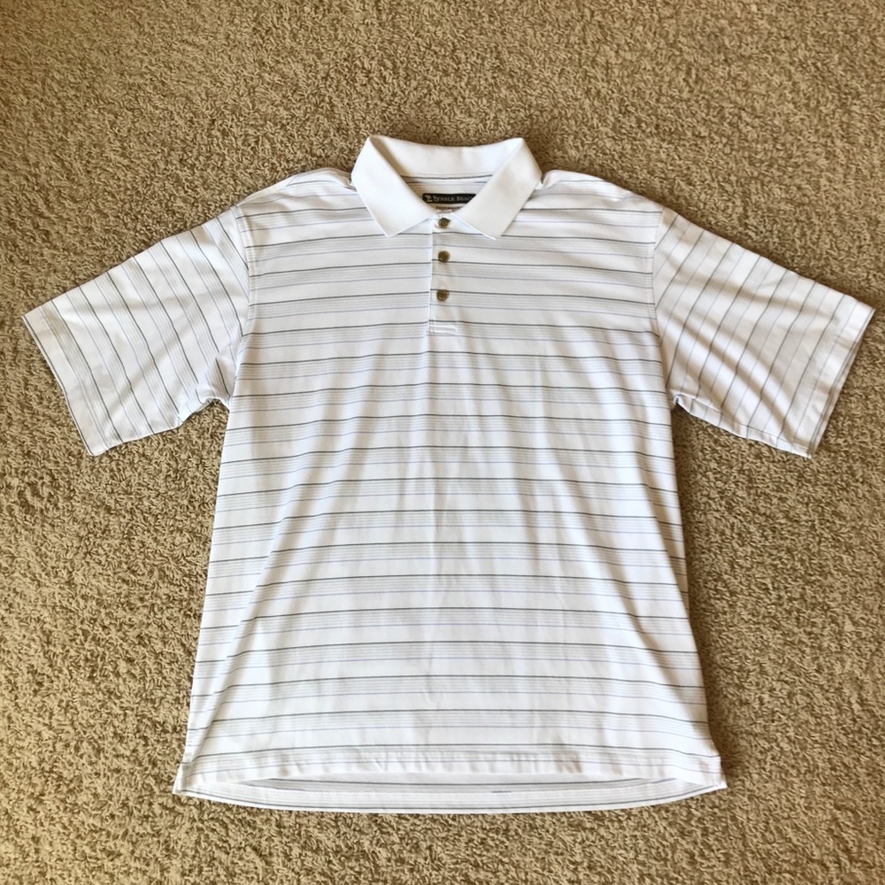Pebble Beach Mens Golf Polo Shirt XL White Striped